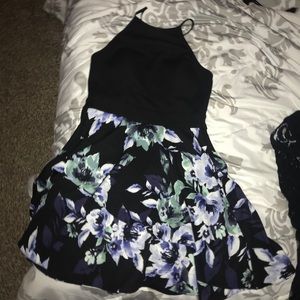 black dress with floral bottom